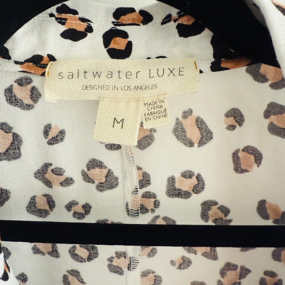Saltwater LUXE Leopard Print Blouse - Black and Tan, Size Medium - Picture 3 of 5
